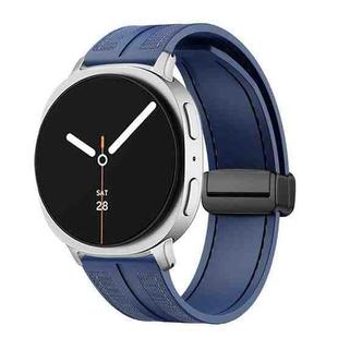 For Samsung Galaxy Watch8 / Watch8 Classic Fold Magnetic Buckle Hybrid Nylon Silicone Watch Band(Dark Blue)