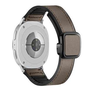 For Samsung Galaxy Watch8 / Watch8 Classic Square Magnetic Buckle Leather Skin Silicone Watch Band(Brown)