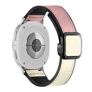 For Samsung Galaxy Watch8 / Watch8 Classic Square Magnetic Buckle Leather Skin Silicone Watch Band(Pink White)