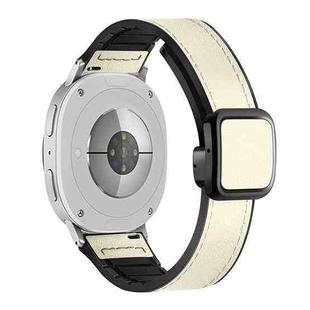 For Samsung Galaxy Watch8 / Watch8 Classic Square Magnetic Buckle Leather Skin Silicone Watch Band(Beige)