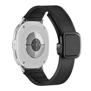 For Samsung Galaxy Watch8 / Watch8 Classic Square Magnetic Buckle Leather Skin Silicone Watch Band(Black)