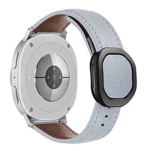 For Samsung Galaxy Watch8 / Watch8 Classic Magnetic Fold Genuine Buckle Leather Watch Band(Light Gray)