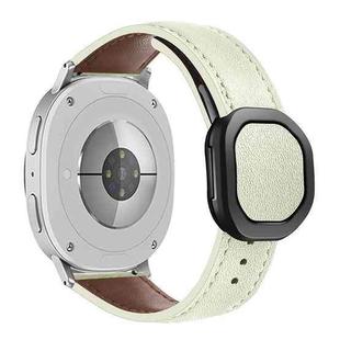 For Samsung Galaxy Watch8 / Watch8 Classic Magnetic Fold Genuine Buckle Leather Watch Band(Beige)