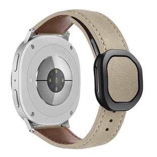 For Samsung Galaxy Watch8 / Watch8 Classic Magnetic Fold Genuine Buckle Leather Watch Band(Apricot)
