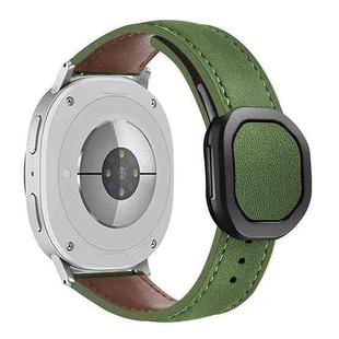For Samsung Galaxy Watch8 / Watch8 Classic Magnetic Fold Genuine Buckle Leather Watch Band(Army Green)