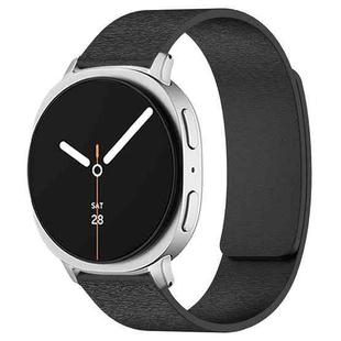For Samsung Galaxy Watch8 / Watch8 Classic Cloud Wood Grain Magnetic Silicone Watch Band(Black)