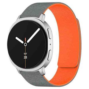 For Samsung Galaxy Watch8 / Watch8 Classic Cloud Wood Grain Magnetic Silicone Watch Band(Gray Orange)