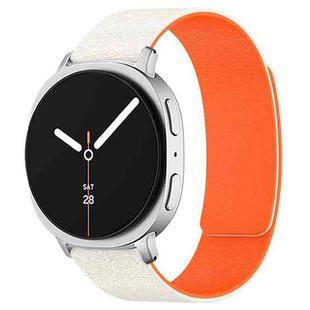 For Samsung Galaxy Watch8 / Watch8 Classic Cloud Wood Grain Magnetic Silicone Watch Band(Starlight Orange)