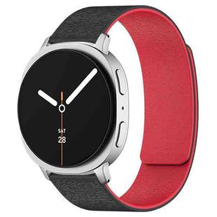For Samsung Galaxy Watch8 / Watch8 Classic Cloud Wood Grain Magnetic Silicone Watch Band(Black Red)