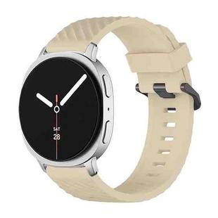 For Samsung Galaxy Watch8 / Watch8 Classic Black Buckle Spruce Silicone Watch Band(Beige)