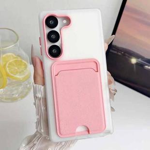 For Samsung Galaxy S23+ 5G Leather Texture Card Bag Shockproof Phone Case(Pink)