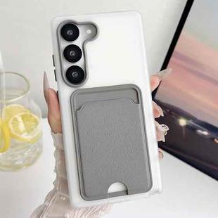 For Samsung Galaxy S23+ 5G Leather Texture Card Bag Shockproof Phone Case(Grey)