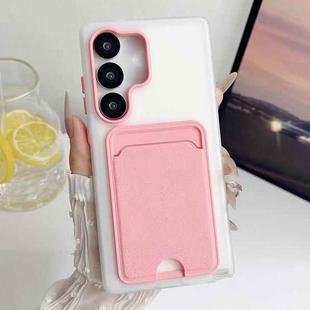For Samsung Galaxy S23 FE 5G Leather Texture Card Bag Shockproof Phone Case(Pink)