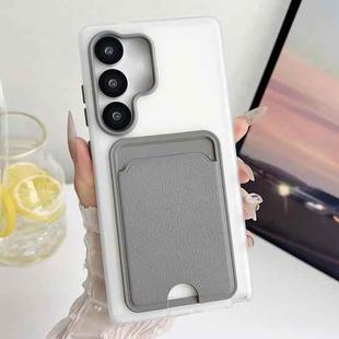 For Samsung Galaxy S23 FE 5G Leather Texture Card Bag Shockproof Phone Case(Grey)