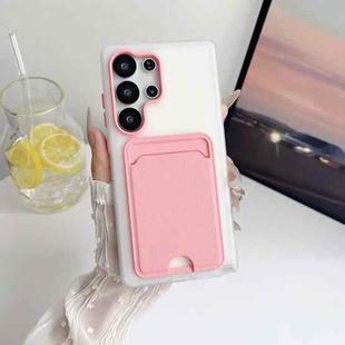 For Samsung Galaxy S24 Ultra 5G Leather Texture Card Bag Shockproof Phone Case(Pink)