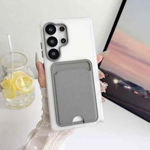 For Samsung Galaxy S24 Ultra 5G Leather Texture Card Bag Shockproof Phone Case(Grey)