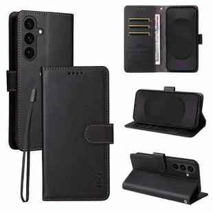 For Samsung Galaxy S25 FE 5G ENKAY RFID Blocking Wallet Kickstand Litchi Texture Leather Phone Case(Black)