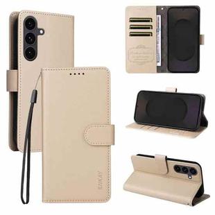 For Samsung Galaxy S25 FE 5G ENKAY RFID Blocking Wallet Kickstand Litchi Texture Leather Phone Case(Beige)