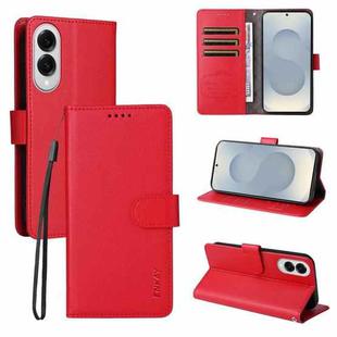 For Samsung Galaxy S25 Edge 5G ENKAY RFID Blocking Wallet Kickstand Litchi Texture Leather Phone Case(Red)