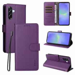 For Samsung Galaxy A56 5G ENKAY RFID Blocking Wallet Kickstand Litchi Texture Leather Phone Case(Purple)