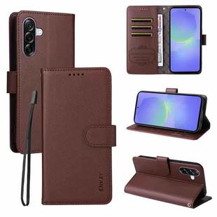 For Samsung Galaxy A56 5G ENKAY RFID Blocking Wallet Kickstand Litchi Texture Leather Phone Case(Brown)