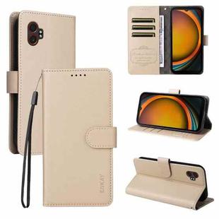 For Samsung Galaxy Xcover7 Pro ENKAY RFID Blocking Wallet Kickstand Litchi Texture Leather Phone Case(Beige)