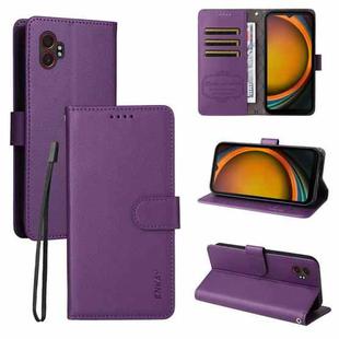 For Samsung Galaxy Xcover7 Pro ENKAY RFID Blocking Wallet Kickstand Litchi Texture Leather Phone Case(Purple)