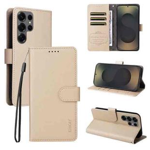 For Samsung Galaxy S24 Ultra 5G ENKAY RFID Blocking Wallet Kickstand Litchi Texture Leather Phone Case(Beige)