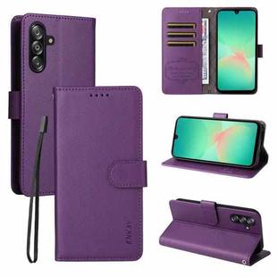 For Samsung Galaxy A17 5G /  A26 5G / A16 ENKAY RFID Blocking Wallet Kickstand Litchi Texture Leather Phone Case(Purple)