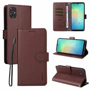 For Samsung Galaxy A06 4G / 5G ENKAY RFID Blocking Wallet Kickstand Litchi Texture Leather Phone Case(Brown)