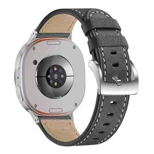 For Samsung Galaxy Watch8 / Watch8 Classic Round Tail Square Buckle Leather Watch Band(Black)
