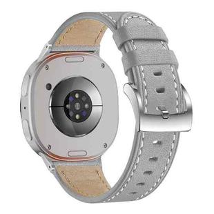 For Samsung Galaxy Watch8 / Watch8 Classic Round Tail Square Buckle Leather Watch Band(Gray)