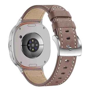 For Samsung Galaxy Watch8 / Watch8 Classic Round Tail Square Buckle Leather Watch Band(Cocoa)