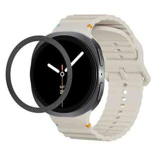 For Samsung Galaxy Watch8 40mm Rhombic Texture Bezel and Wavy Grain Stitched Color Buckle Silicone Watch Band(Beige Black)