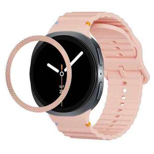 For Samsung Galaxy Watch8 40mm Rhombic Texture Bezel and Wavy Grain Stitched Color Buckle Silicone Watch Band(Pink Rose Gold)
