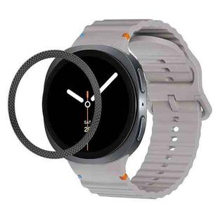 For Samsung Galaxy Watch8 44mm Rhombic Texture Bezel and Wavy Grain Stitched Color Buckle Silicone Watch Band(Gray Black)