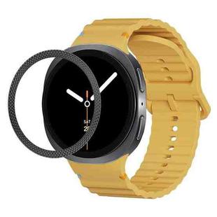 For Samsung Galaxy Watch8 44mm Rhombic Texture Bezel and Wavy Grain Stitched Color Buckle Silicone Watch Band(Yellow Black)