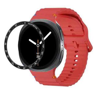 For Samsung Galaxy Watch8 44mm Speed Bezel and Wavy Grain Stitched Color Buckle Silicone Watch Band(Red Black)