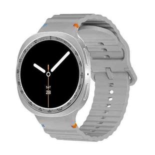 For Samsung Galaxy Watch8 40mm Speed Bezel and Wavy Grain Stitched Color Buckle Silicone Watch Band(Gray Silver)