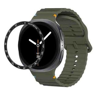 For Samsung Galaxy Watch8 40mm Speed Bezel and Wavy Grain Stitched Color Buckle Silicone Watch Band(Army Green Black)