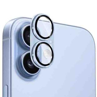 For iPhone 17 ENKAY Anti-reflection Camera Lens Brushed Aluminium Alloy Tempered Glass Film(Light Blue)