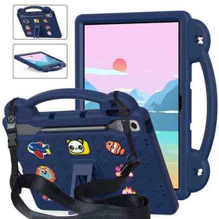 For Lenovo Tab P12 12.7 2023 / 2025 Beibei Bear Handle Kickstand Children EVA Shockproof Tablet Case with Shoulder Strap(Navy Blue)