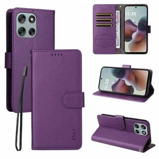 For Motorola Moto G86 / G86 Power ENKAY RFID Blocking Wallet Kickstand Litchi Texture Leather Phone Case(Purple)