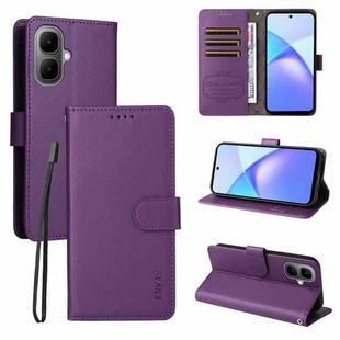 For Infinix Smart 10 4G ENKAY RFID Blocking Wallet Kickstand Litchi Texture Leather Phone Case(Purple)
