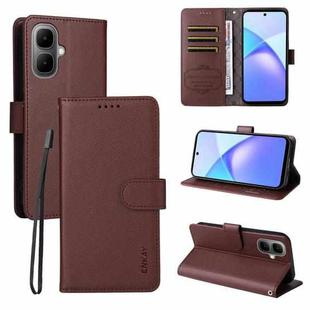 For Infinix Smart 10 4G ENKAY RFID Blocking Wallet Kickstand Litchi Texture Leather Phone Case(Brown)