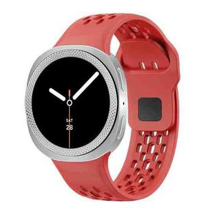 For Samsung Galaxy Watch8 44mm Rhombic Texture Bezel and Black Reverse Buckle Silicone Watch Band(Red Silver)