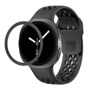 For Samsung Galaxy Watch8 44mm Rhombic Texture Bezel and Black Reverse Buckle Silicone Watch Band(Black Black)