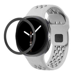 For Samsung Galaxy Watch8 40mm Rhombic Texture Bezel and Black Reverse Buckle Silicone Watch Band(Gray Black)