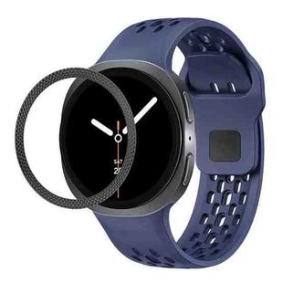 For Samsung Galaxy Watch8 40mm Rhombic Texture Bezel and Black Reverse Buckle Silicone Watch Band(Midnight Blue Black)