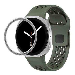 For Samsung Galaxy Watch8 44mm Speed Bezel and Black Reverse Buckle Silicone Watch Band(Army Green Silver)